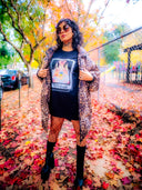Model wearing Trap & Nap Polaroid T-Shirt, outdoor lifestyle shot