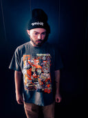 Trick or Trap T Shirt with model - halloween design with orange and purple